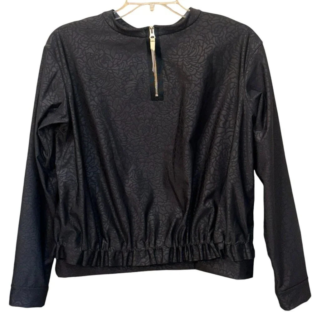 Lululemon Departure Pedal Camo Embossed Long Sleeve Sweater Black Top‎ Size 8